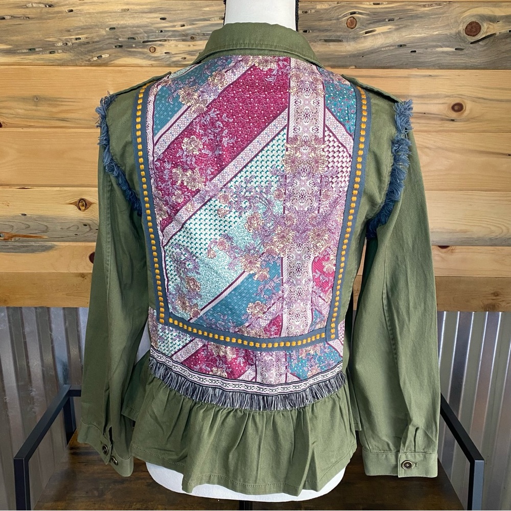 NWT Matilda Jane Letterman Green Ruffle Fringe Jacket Youth Size 16